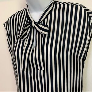 Bar III Striped Tie Front Sleeveless Blouse